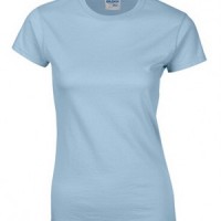 SKT043 light blue 069 short sleeved women' s round neck collar t-shirt 76000L good breathable tee shirt tshirts supplier Hong Kong tailor made printed tee local company price front view